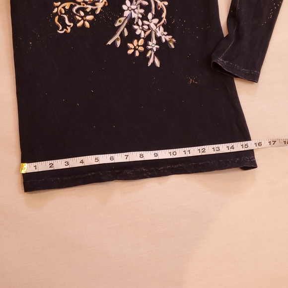 Jack Flash Tee Floral Bling Black Roses Bend Oregon Medium - Picture 4 of 12